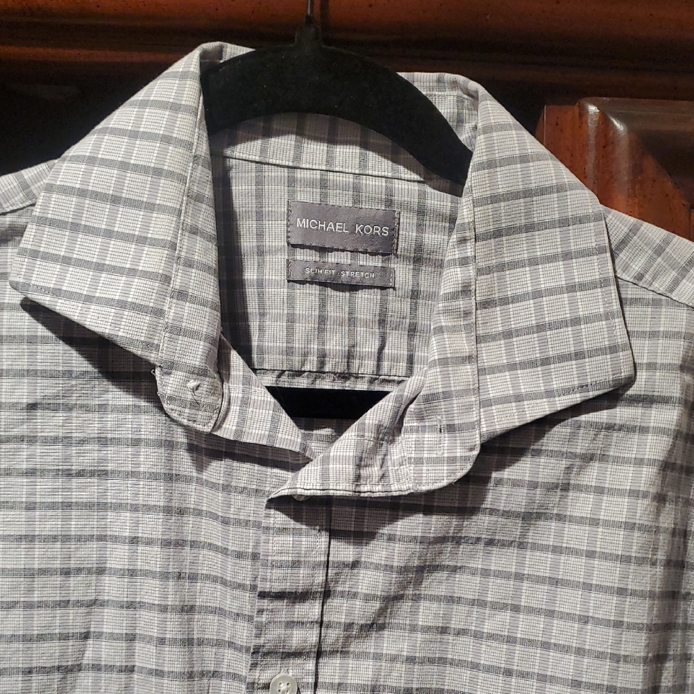 Michael Kors Black and White Plaid Men's Shirt